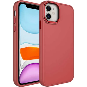 Uzaklarda Arama  Apple iPhone 11 Kılıf Metal Çerçeve ve Buton Tasarımlı Silikon Uzrm Luna Kapak-Açık Mürdüm