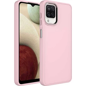 Uzaklarda Arama  Samsung Galaxy M22 Kılıf Metal Çerçeve ve Buton Tasarımlı Silikon Uzrm Luna Kapak-Pembe