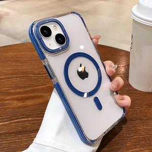 Apple iPhone 15 Pro Max Hava Yastığı Zırhlı Kaymaz Şeffaf Kılıf Magsafe Şarj Uyumlu