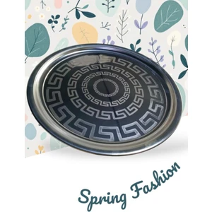 Laser Desen Paslanmaz Çelik Sini 45CM Ömür Boyu Garantili Kromaj Sofra Yemek Tepsisi Ultra Lüx Sunum