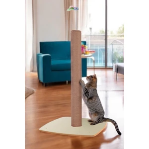 Kedi Tırmalama Tahtası Kedi Tırmalaması 90CM + 20 cm Yaylı Oyuncaklı 40X40 Mdf Taban