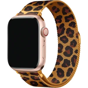Apple Watch 42/44/45/46/49MM Leopar Desenli Kordon Milano Loop Metal Kordon 2/3/4/5/6/se/7/8/9/10/ultra