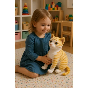 Gerçek Görünümlü Sesli Miyavlayan Peluş Kedi | 35 cm Ayakta Oyuncak Tekir| Peluş Oyuncak