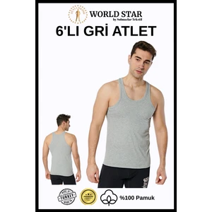 World Star 6'lı Gri Erkek Atlet – Pamuklu Penye – Rahat ve Dayanıklı