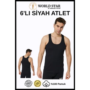 World Star 6'lı Siyah Erkek Atlet – Pamuklu Penye – Rahat ve Dayanıklı