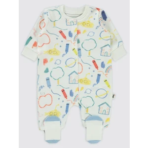 Civil Baby  Erkek Bebek Patiksiz Tulum 1-6 Ay Ekru