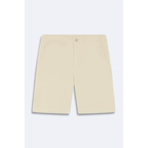 Erkek Dokulu Gabardin Mini Bej Şort