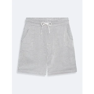 Erkek Jakarlı Regular Midi Beyaz Şort