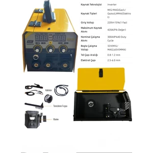 Çok Fonksiyonlu Gazsız Gazaltı Kaynak Makinesi (Sarı) EEA358 MIG420