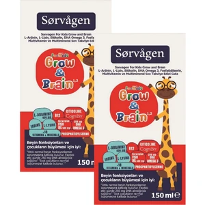 Grow&brain L-Arjinin, Sitikolin, Fosfatidilserin, Dha Omega 3, B12, L- Lizin, Multi Vitamin x 2ADET