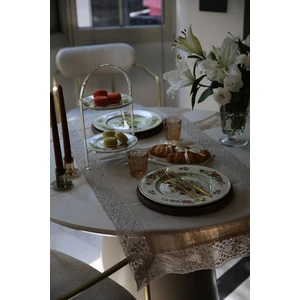 Beige Keten Runner Gürüplü