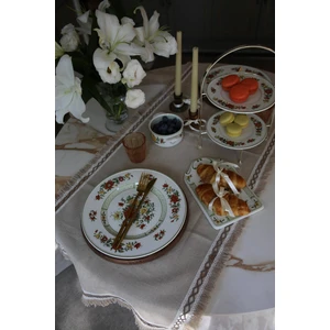 Beige Keten Runner Püsküllü