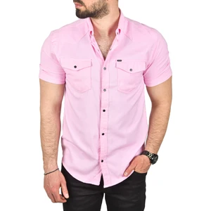 Slim Fit Pamuklu Kot Gömlek Kolay Ütülenebilir Çıt Çıtlı Likralı Spor Gömlek 2502504