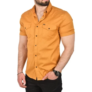 Slim Fit Pamuklu Kot Gömlek Kolay Ütülenebilir Çıt Çıtlı Likralı Spor Gömlek 2502504