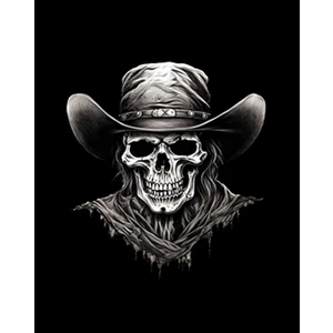 Kovboy Skull Büyük Sırt Patch Yama