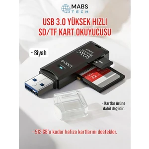 USB 3.0 Micro Sd/tf Çoklu Kart Okuyucu Adaptör - Siyah - Kamera Hafızasından Fotoğraf ve Veri Aktarma