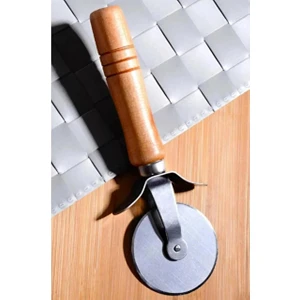 3b Trend Bambu Saplı Pizza Hamur Kesici 17 cm Çelik Pizza Kesici