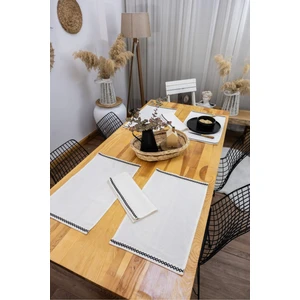 Ham Keten Krem Siyah Şeritli Amerikan Servis