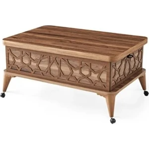 Moldsan Tekerlekli Sehpa Masa Ayağı, Akıllı Sehpa Ayağı, Sihirli Sehpa Ayağı Ceviz 4 Adet 360 Derece