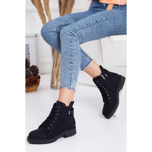 Dilimler Ayakkabı Arka Detaylı Siyah Kadın Postal Bot