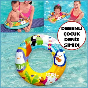 Renkli Penguen Desenli Can Simidi 51 cm  3-6yaş