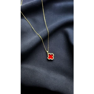 2li Taşlı Ayrılan Yonca Kolye