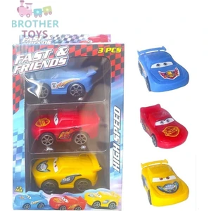 Brother Toys Sürtmeli Arabalar 3 Adet Şimşek Mcqueen Seti Kaliteli Malzeme 8 Cm.