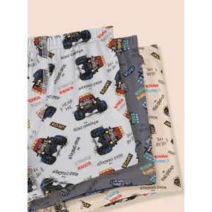 Erkek Çocuk Organik Pamuklu Likralı Boxer Araba Empirme 3'lü Paket