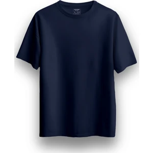 Alex Rosen 100% Pamuk Suprem Oversize Baskısız Bisiklet Yaka Lacivert Tişört