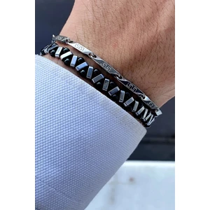Lüks Italyan Zincir Bileklik & Zikzak Model Makrome Ayarlanabilir Erkek Bileklik Seti