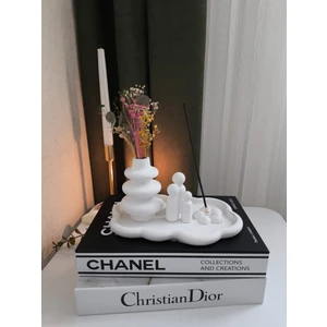 Elan Design Kokusuz Dekoratif Çiçek Tütsülük ve Vazo Aile Seti