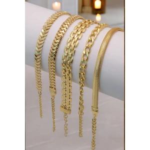 5 Parçalı Her Bileğe Uygun Gold Renk Kadın Bileklik Seti