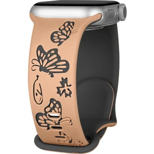 Apple Watch 42 44 45 46 49 mm Series 10 9 8 7 Se 6 5 4 3 Uyumlu Kelebek Desen Yumuşak Silikon Kordon