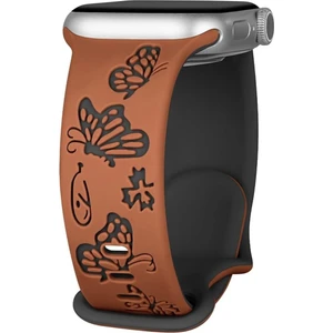 Apple Watch 42 44 45 46 49 mm Series 10 9 8 7 Se 6 5 4 3 Uyumlu Kelebek Desen Yumuşak Silikon Kordon