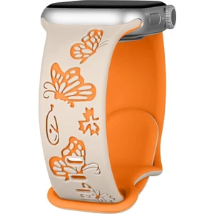 Apple Watch 42 44 45 46 49 mm Series 10 9 8 7 Se 6 5 4 3 Uyumlu Kelebek Desen Yumuşak Silikon Kordon