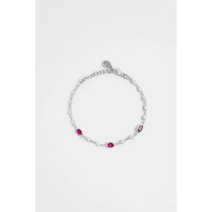 Renklerin Büyüsü 18 Ayar Beyaz Altın Kaplama 19 cm Gümüş Bileklik