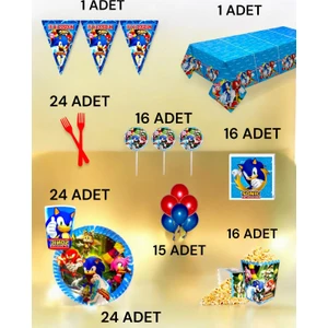24 Kişilik Sonic Temalı  x l Paket - Doğum Günü Parti ve Eğlenceli Etkinlikler