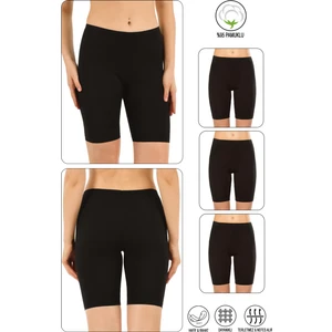 Özkan 0413 3'lü Paket Kadın %95 Pamuklu Likralı Süprem Kumaş Esnek Rahat Yumuşak Diz Üstü Toparlayıcı Yüksek Bel Kısa Tayt