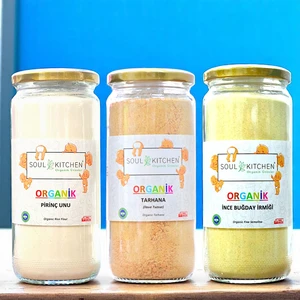 Soul Kitchen Organik İnce Buğday İrmiği + Pirinç Unu + Tarhana - 3'lü Cam Set