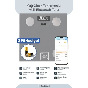 SBS-4473 Bluetooth Dijital Yağ Su Kas Vücut Kitle Endeksi Kilo Ölçer Tartı Baskül