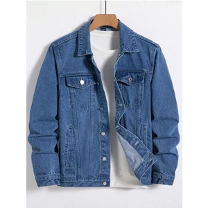 Erkek Jean Denim Standart Kalıp Cepli Düğmeli Kot Ceket
