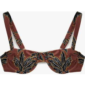 Astarlı Çiçek Desenli Balenli Bikini Üstü