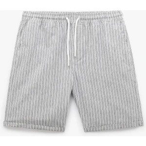 Katlamalı Paça Keten Pamuk Karışımlı Çizgili Beli Bağcıklı Bermuda Şort