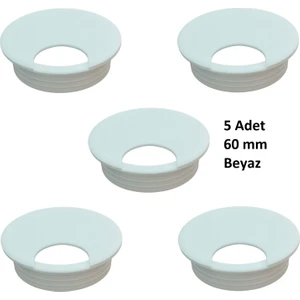 Masa Üstü Kablo Kanalı Deliği Kapağı Beyaz Masa Kapağı 6 cm (5 Adet)
