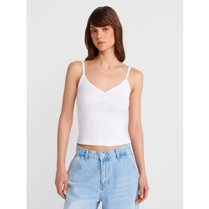 21008 Düğmeli Askılı Top-Beyaz