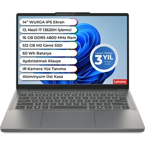 Ideapad Slim 3 14IRH10 Intel I7 13620H Ddr5 16 GB 512 GB Freedos 14 Inç Aydınlatmalı Klavye 83K0002ATR Taşınabilir Bilgisayar