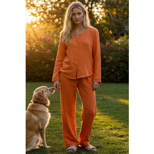 Organik Müslin 2'li  Pijama Takımı  Naturel Doğal