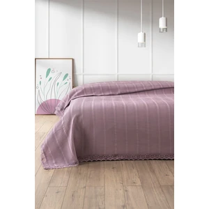%100 Pamuk Çift Kişilik Kopanaki Dantelli Waffle Pike 210x230 cm-Lila