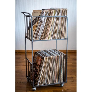 Plaklık Plak Düzenleyici Metal Organizer Kitaplık - Mat siyah