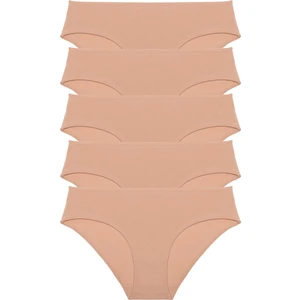 Kadın Külot Yüksek Bel Bikini 5 Li Paket Pamuklu Likralı Ten